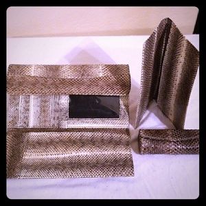 Genuine Python Snakeskin Wallet w/Lipstick Holder